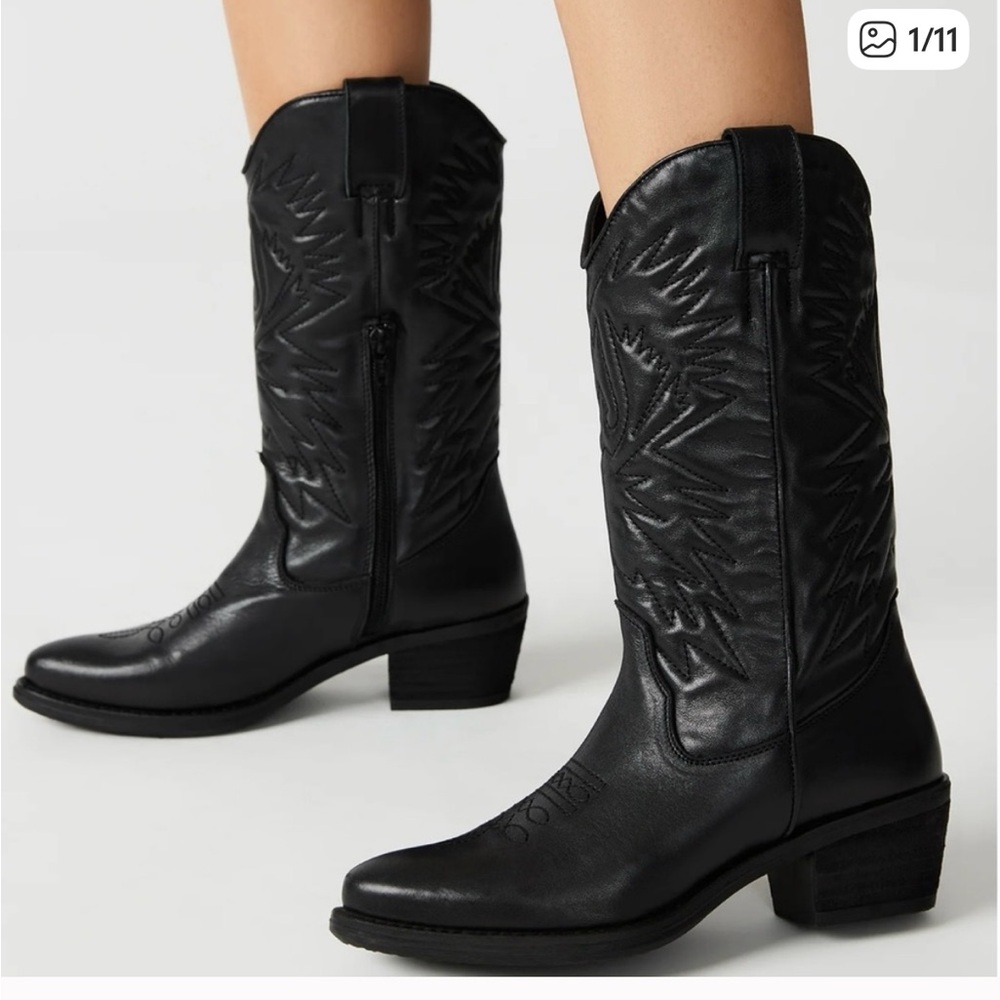 Steve Madden Black Leather Hayward Boots